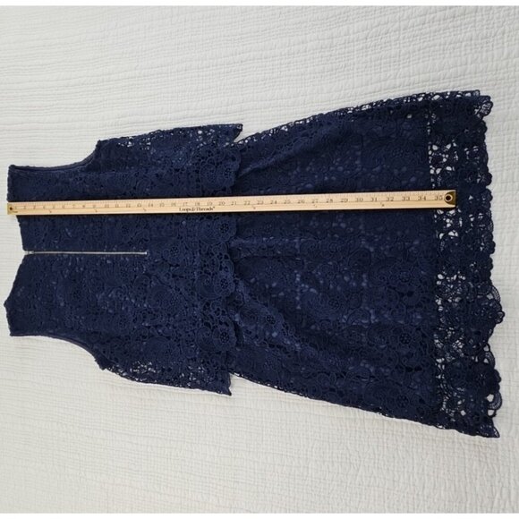 J Gee Tiered Eyelet Lace Dress Women’s XL Navy Blue Sleeveless Lined EUC VTG - Picture 11 of 14